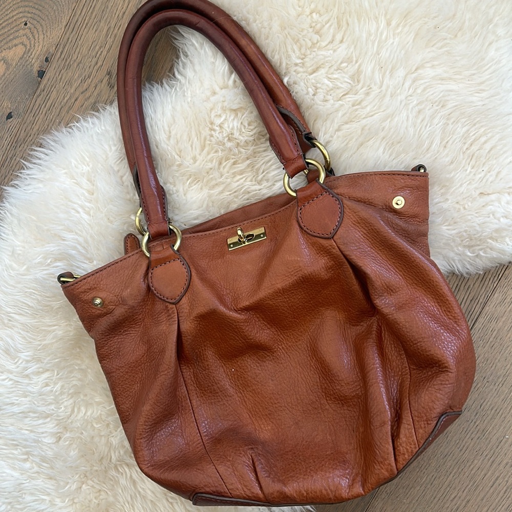 J. Crew Tan Pebble Leather Handbag Shoulder Bag